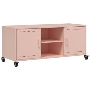 vidaXL Meuble TV rose 100 5x39x43 5 cm acier