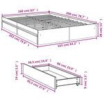 vidaXL Cadre de lit avec tiroirs sans matelas gris béton 160x200 cm