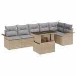 vidaXL Ensemble de canapé de jardin 7 pc Beige polyrotin