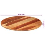 vidaXL Dessus de table bois massif d'acacia rond 15-16 mm 60 cm