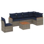 vidaXL Salon de jardin 7 Pièces avec coussins gris résine tressée
