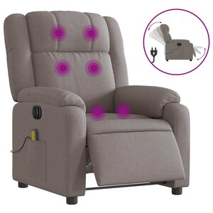vidaXL Fauteuil de massage inclinable électrique Taupe Tissu