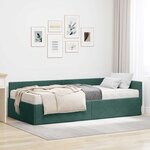 vidaXL Cadre de lit d'angle avec matelas Autre 2 Pièces Vert Velours