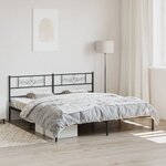 vidaXL Cadre de lit métal avec tête de lit noir 200x200 cm