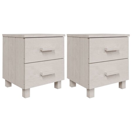 vidaXL Tables de chevet HAMAR 2 Pièces Blanc 40x35x44 5 cm Bois massif