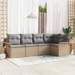 vidaXL Ensemble de canapé de jardin 5 Pièces Beige Poly rotin