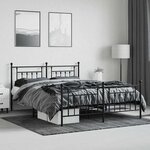 vidaXL Cadre de lit métal sans matelas avec pied de lit noir 160x200cm