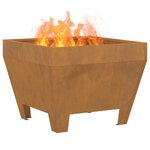 vidaXL Braise Marron 50 x 50 x 38 cm Acier Corten
