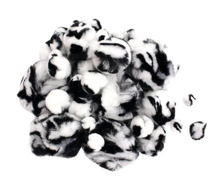 Pompon zébré Noir et blanc 0 9 à 1 5 cm 45 pièces