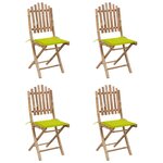 vidaXL Mobilier à dîner d'extérieur pliable 5 Pièces avec coussins bambou