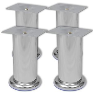 4 pieds ronds de canapé en Nickel brossé 120 mm