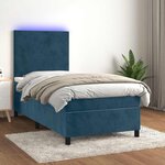 vidaXL Sommier à lattes de lit avec matelas et LED Bleu foncé 90x200cm