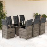 vidaXL Ensemble de bistro de jardin 9 Pièces coussins gris poly rotin