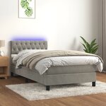 vidaXL Sommier à lattes de lit avec matelas et LED Gris clair 90x200cm