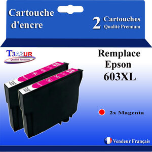 2x Cartouches Compatibles avec Epson 603 603XL Noire pour Epson WorkForce WF-2820DWF  WF-2830DWF  WF-2840DWF  WF-2850DWF  WF-2870DWF  WF2835-DWF Magenta