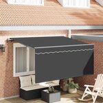 vidaXL Auvent Rétractable Rayé Anthracite 300 x 200 cm tissu