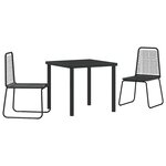 vidaXL Ensemble de salle à manger pour jardin 3 Pièces Noir