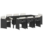 vidaXL Ensemble de salle à manger pour jardin 9 Pièces Noir polyrotin