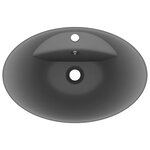 vidaXL Lavabo ovale à trop-plein Gris foncé mat 58 5x39 cm Céramique