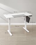 Bureau assis debout électrique 60 x 120 x (72-120) cm table réglable en hauteur mémoire 4 hauteurs pochette cadre en acier dessus de table épais blanc 12_0004548
