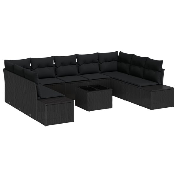 vidaXL Canapé de jardin 10 pièces avec coussins en poly rattan beige