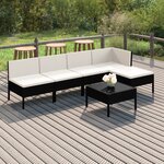 vidaXL Salon de jardin 6 Pièces avec coussins résine tressée noir