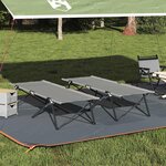 vidaXL Chaises longues pliantes avec sacs de transport - 2 pièces - Gris - Tissu Oxford 600D