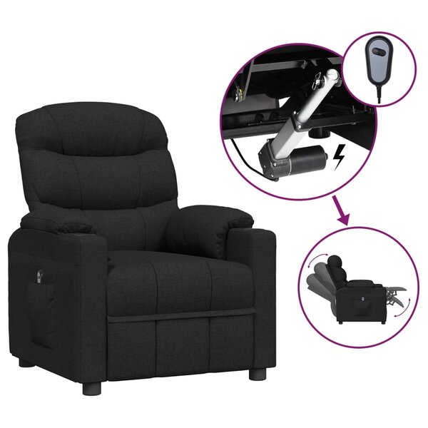 vidaXL Fauteuil inclinable électrique Noir Tissu
