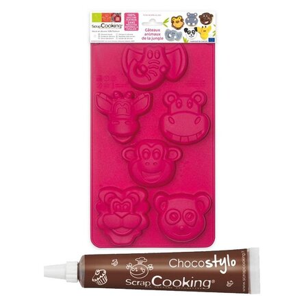 Moule à gâteaux animaux de la jungle + 1 Stylo chocolat