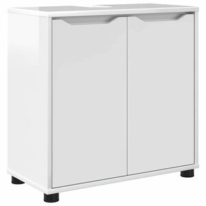 vidaXL Armoire de lavabo de salle de bain avec étagère Blanc brillant