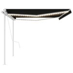 vidaXL Auvent automatique capteur de vent et LED 5x3 m Anthracite