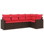 vidaXL Salon de jardin avec coussins 5 Pièces marron résine tressée