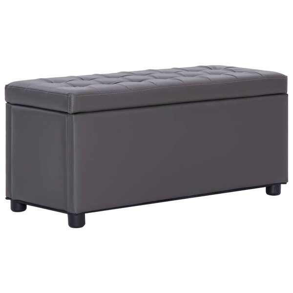 vidaXL Pouf de rangement 87 5 cm Gris Similicuir