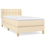 vidaXL Sommier à lattes de lit avec matelas Crème 100x200 cm Tissu
