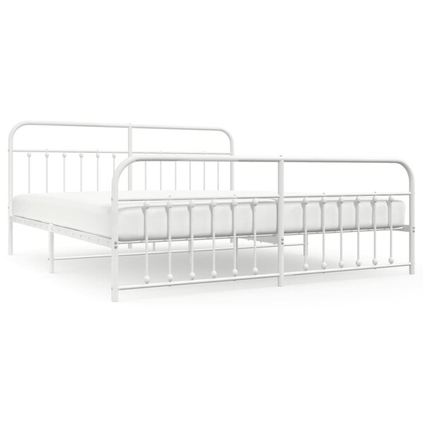 vidaXL Cadre de lit métal sans matelas et pied de lit blanc 200x200 cm