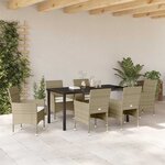 vidaXL Ensemble de salle à manger pour jardin 7 Pièces Beige polyrotin