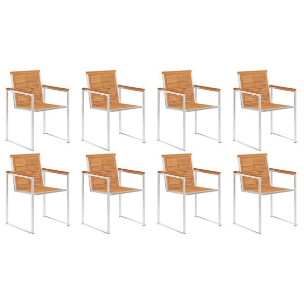 vidaXL Chaises de jardin lot de 8 Bois d'acacia et acier inoxydable