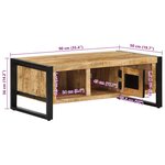 vidaXL Table basse 90x50x36 cm bois de manguier massif brut