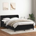 vidaXL Sommier à lattes de lit avec matelas noir 160x210 cm velours