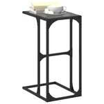 vidaXL Table d'appoint avec verre noir 40x30x61 5 cm acier