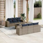 vidaXL Salon de jardin 7 Pièces avec coussins gris résine tressée