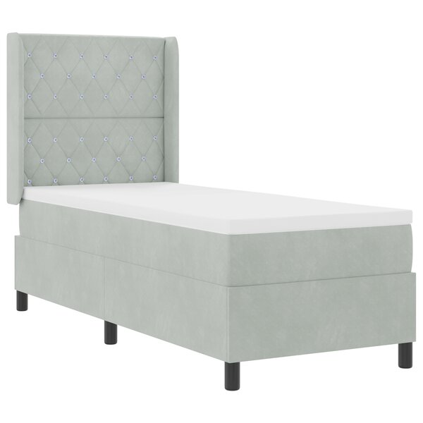Lit à ressorts vidaXL avec matelas Gris clair 80x200 cm Velours