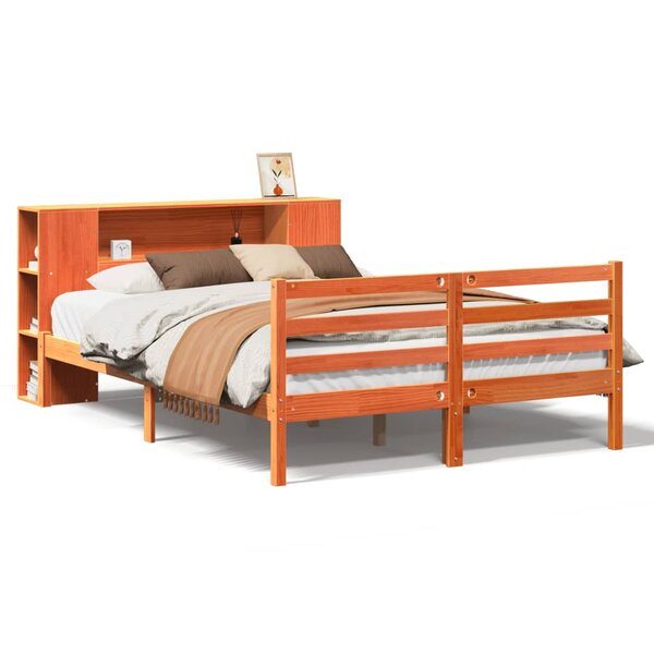 vidaXL Lit bibliothèque sans matelas cire marron 120x190cm pin massif