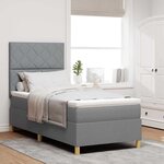 vidaXL Lit à ressorts avec matelas Gris clair 100 x 200 cm tissu