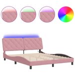 vidaXL Cadre de lit avec LED sans matelas rose 160x200 cm velours