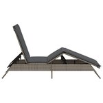 vidaXL Chaise longue avec coussin gris résine tressée
