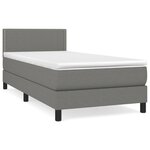 vidaXL Sommier à lattes de lit avec matelas Gris foncé 90x200 cm Tissu
