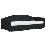 vidaXL Lit de jour avec gigogne et tiroirs noir 90x200 cm tissu