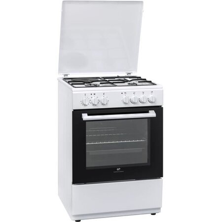 CONTINENTAL EDISON  Cuisinière mixte 3+1 60x60 Multifonction Cata Allumage auto, four 65L white