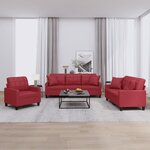 vidaXL Ensemble de canapés 3 Pièces et coussins rouge bordeaux similicuir